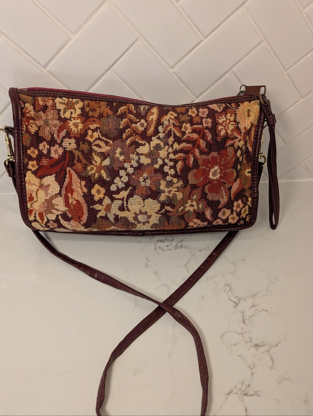 Vintage Floral Tapestry Shoulder Bag Cottagecore 90's Nostalgic Autumn